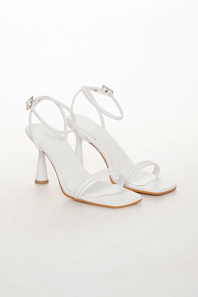 MFT AYAKKABI Pantofi albi cu toc subțire de 9 cm
