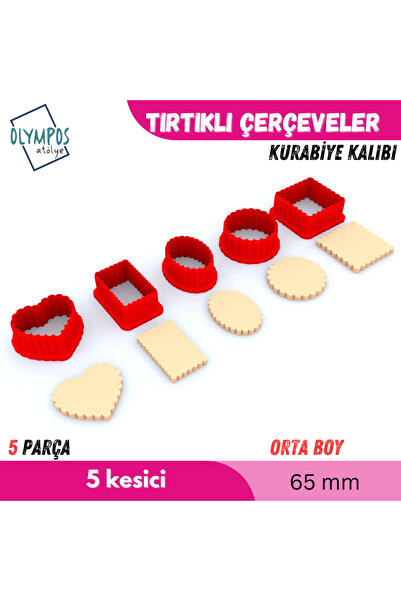 Olympos Atölye Tırtıklı Çerçeveler | Orta Boy | 65mm | 5 Parça | Kurabiye - Şeker Hamuru - Oyun Hamuru Kalıbı Seti