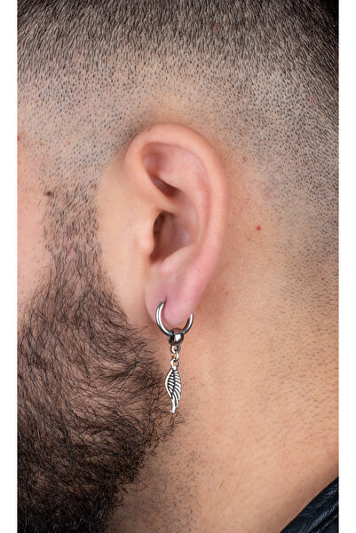 Piercing Market Steel & Silver Unisex Steel Ring Dangle Angel Wing Earrings Rust No Darkening