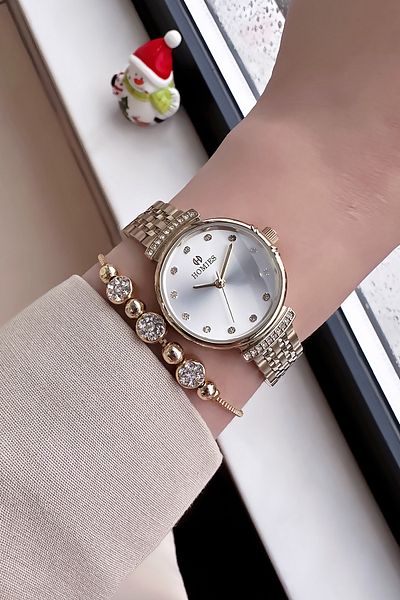 Homies Special Boxed Original Women's Wristwatch Waterproof Gold Color Steel Band +Bracelet Hmb3015C1