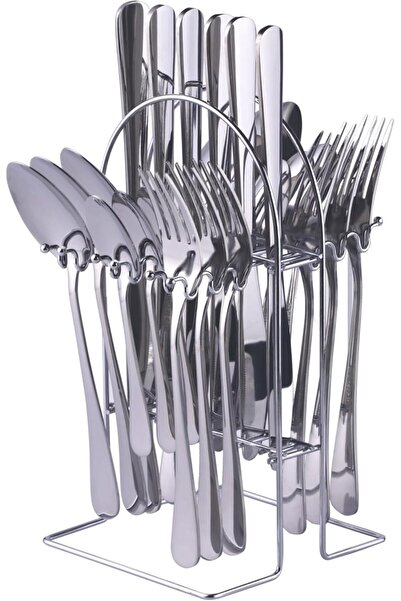 ORCHID 24 قطعة من أدوات المائدة المصنوعة من الفولاذ المقاوم للصدأ مع حامل