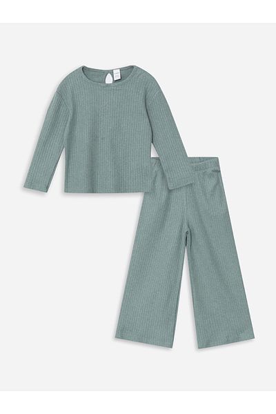 LC Waikiki Crew Neck Basic Girl's T-Shirt and Pants 2-Piece Set