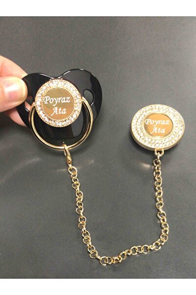 Serap Yılmaz Sahi Isimli Siyah Silikon Damaklı Bebek Emzik Ve Zincir Seti (0-6 AY) Tysysh0488