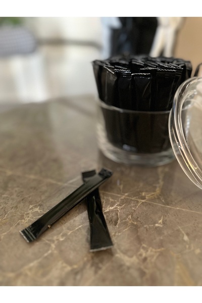 Islakmendilcim Alazpack Stick Şeker Siyah Baskılı 3gr 100 Adet Toz Şeker Çubu...