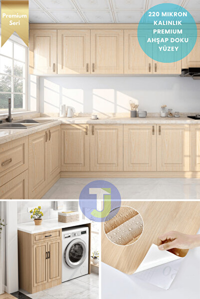 Technojet Kendinden Yapışkanlı Dokulu Ahşap Görünümlü Premium Mutfak Duvar Dolap Kaplama 60cmX500cm