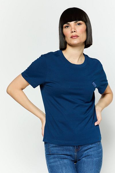 Esprit Women Crew Neck Short Sleeves Brand Logo T-shirt, Navy Blue