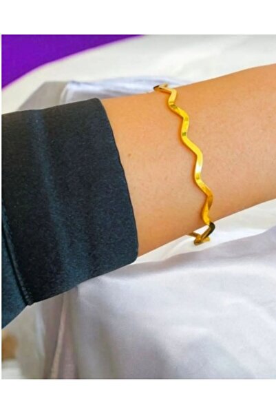 AKSESUARIM Kadın 22 Ayar Altın Kaplama Zigzag Ajda Bilezik