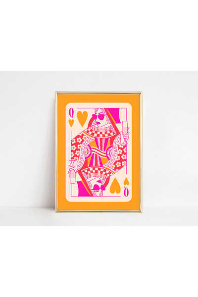 Vinca Prints Queen of Hearts Poster, Estetik Duvar Posteri, Çerçevesiz Poster...