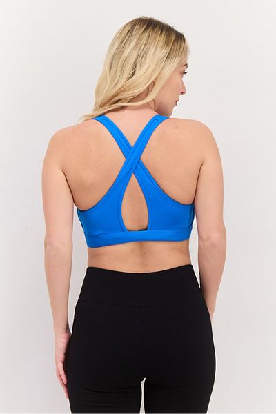 adidas Women Brand Logo Padded Sports Bra, Blue