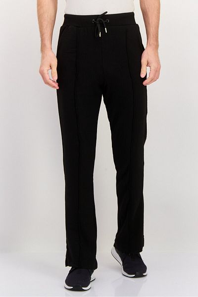 Night Addict Men Regular Fit Plain Sweatpants, Black