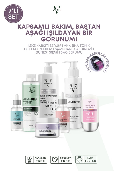 VIOLE BEAUTIES Saç Ve Cilt Bakımı Için 7 Li Seti Dökülme Karşıtı Besleyici Şampuan