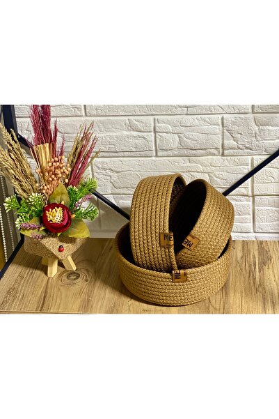 Metasupla سلة خوص مكونة من 3 قطع - منظم مصنوع يدويًا وحمام، منظم متعدد الأغراض