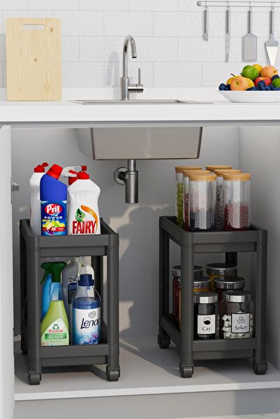coverest 2-Tier Organizer Shelf with Wheels, Kitchen Counter, under Sink and Detergent Holder
