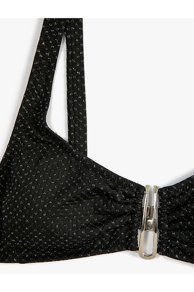 Koton Glitzer-Bikinioberteil mit Metallaccessoires und dicken Trägern