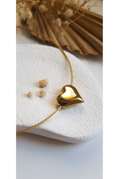 Kalp Choker Çelik Kolye