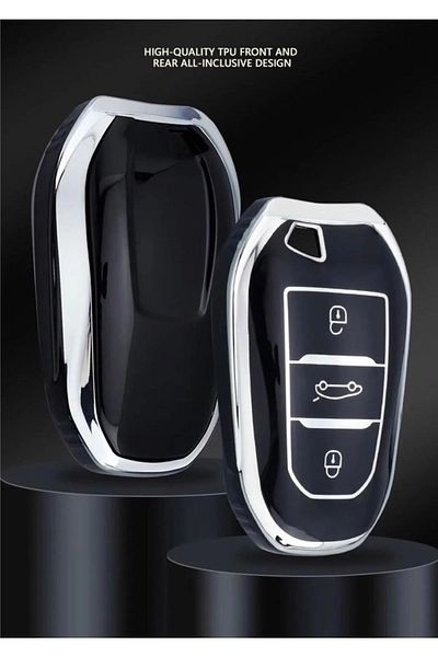 bigkey Citrene Combo C3 C4 C5 Air Cross Berlingo Elysee - Compatible Black Silver Key Protection Case