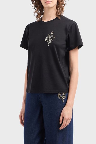 Emporio Armani تي شيرت قطن 100% بقصة عادية ورقبة دائرية تي شيرت EW 001169   AF10003 UC001