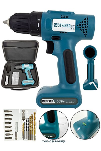 STEİNER Alman 58 VF Lityum Akülü Kendinden Bataryalı Şarjlı Vidalama Matkap