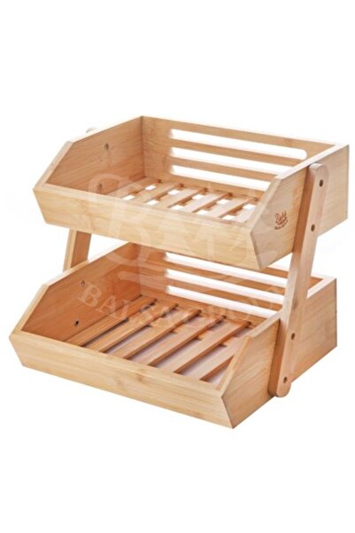 BALSA Bambu 2 Katlı Çok Amaçlı Sunum Raf 30x25x30 cm