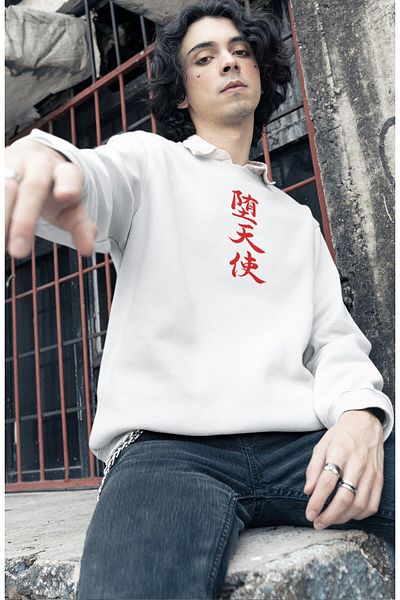 Fuddy Moda Unisex Sukuna Red Back Printed Hoodless Sweatshirt, Oversize Anime Jujutsu Kaisen Sweatshirt