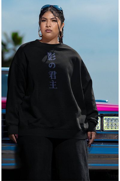 Fuddy Moda Unisex Solo Leveling Printed Back Printed Hoodless Sweatshirt, Oversize Anime Themed Sweatshirt