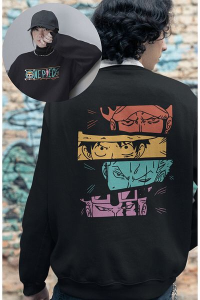 Fuddy Moda One Piece Unisex Anime Themed Back Printed Oversize Sweatshirt