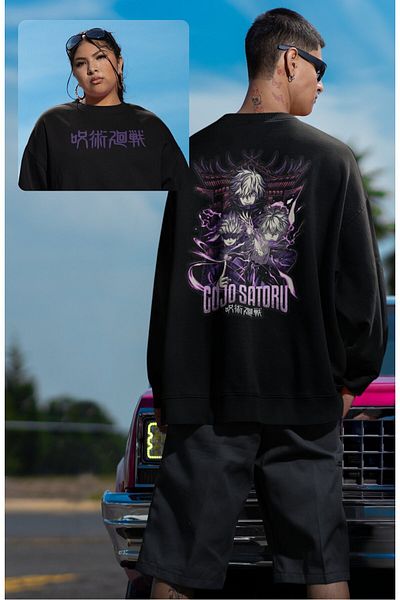 Fuddy Moda Gojo Satoru Unisex Oversize Hoodless Sweatshirt - Back Print, Jujutsu Kaisen Anime Design