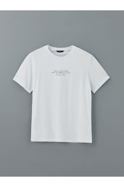 LC Waikiki Tricou pentru bărbați din bumbac pieptănat cu mânecă scurtă cu decolteu
