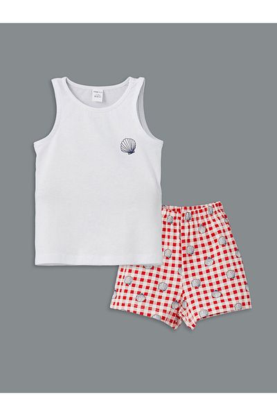 LC Waikiki Lcw Crew Neck Print Girls' Tank Top and Shorts 2-Piece