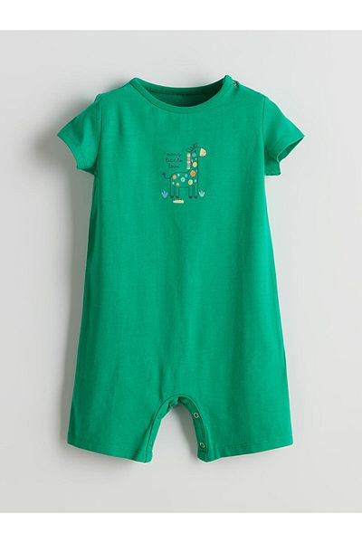 LC Waikiki Lcw Eco Green Crew Neck Printed Baby Boy Romper