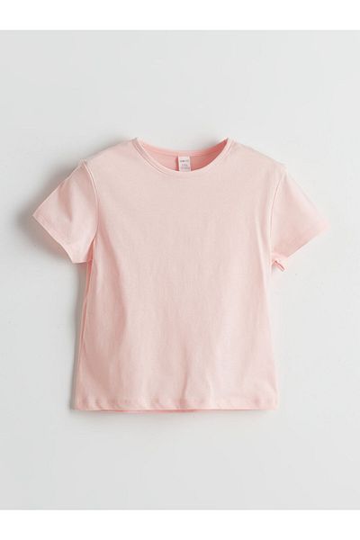 LC Waikiki Lcw Eco Pink Crew Neck Basic Short Sleeve Girls' T-Shirt