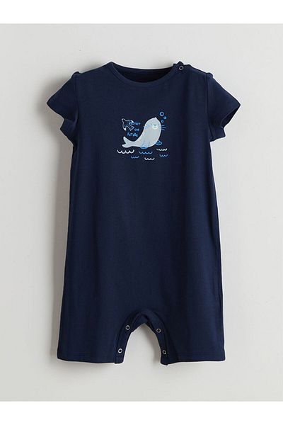 LC Waikiki Chlapecká kombinéza LCW ECO Navy Blue s potiskem Crew Neck