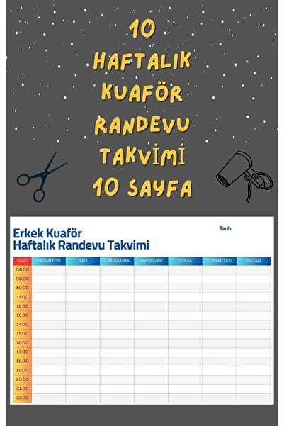 Organik Yolda تقويم المواعيد الأسبوعية لمصفف الشعر للرجال، 10 أسابيع، مقاس A4...