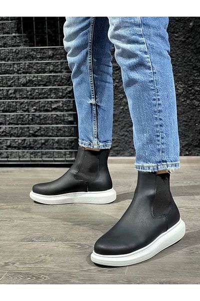 Knack High Sole Black and White Men's Shoes