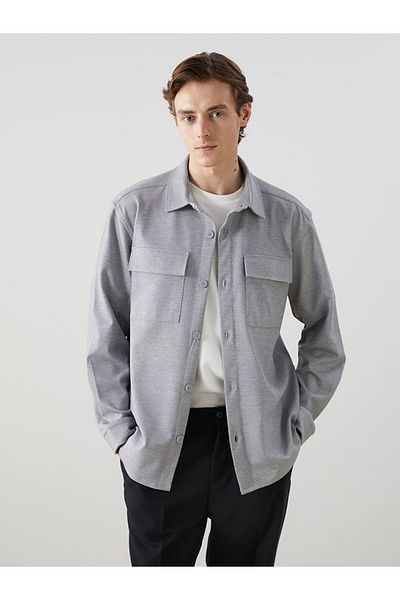 LC Waikiki Ανδρικό μακρυμάνικο πουκάμισο LCW Vision Grey Regular Fit