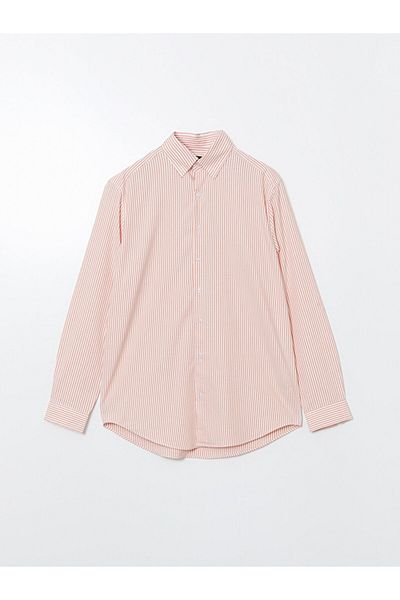LC Waikiki Lcw Vision Pink Regular Fit Long Sleeve Striped Men's Shirt
