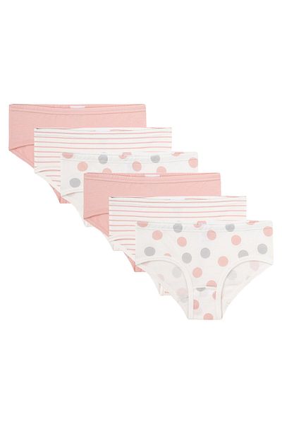 Sanetta Mädchen Hipslips 6er Pack - Pants, Unterhose, gemustert