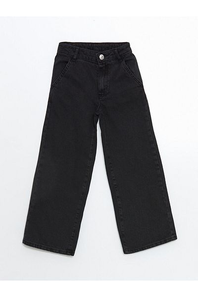 LC Waikiki Lcw Eco Black Girls' Jeans Pants with Adjustable Elastic Waist