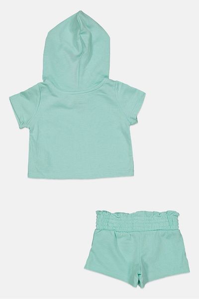 Reebok Toddlers Girl 2 Pcs Brand Logo Tee And Short Set, Turquoise