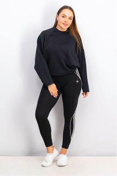 adidas سويت شيرت رياضي نسائي بأكمام طويلة للتدريب، أسود