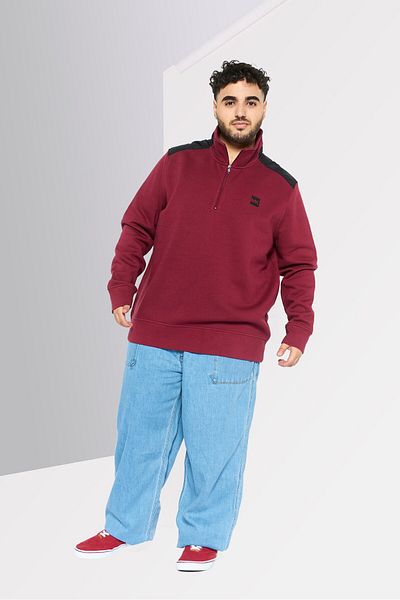 Michael Kors Men Mock Neck Brand Logo Long Sleeves Sweatshirt, Red