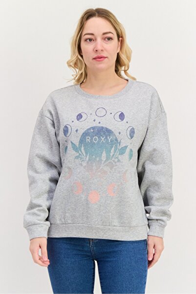 Roxy Women Graphic Long Sleeve Sweatshirt, Grey