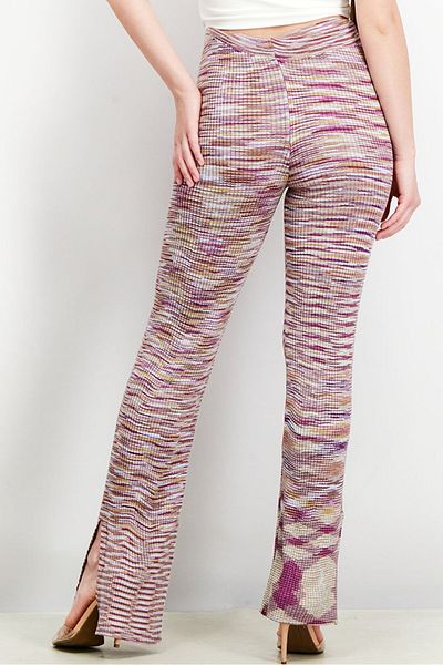 Reserved Women Regular Fit Stripe Stretchable Pants, Violet Combo