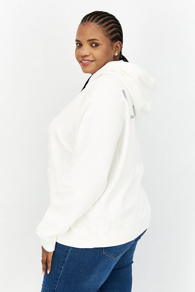 Esprit Women Hood With Drawstring Long Sleeve Plain Sweatshirt, White