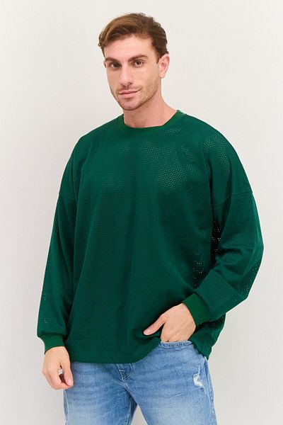 Levi's Men Crew Neck Textured Long Sleeves Sweatshirt, Green