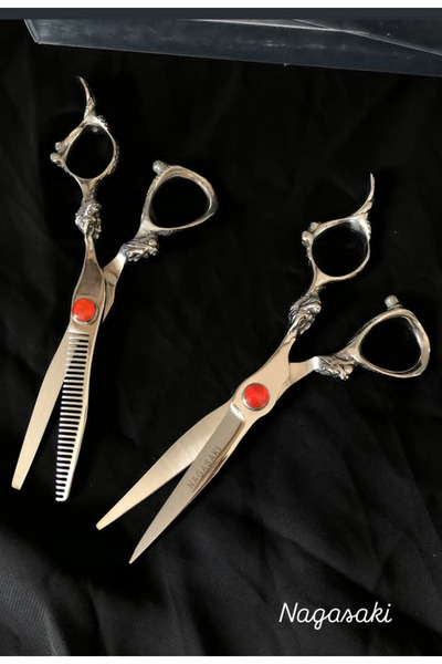 nagazi 2 adet Kuaför Makası Seti Efile ve Düz kesim