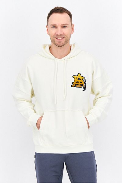 adidas Men Sportswear Fit Long Sleeve Outdoor Hooded Sweatshirt, Off White