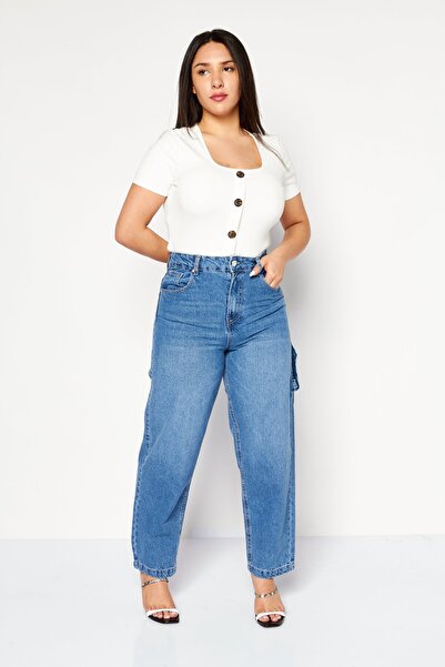 Don't Call Me Jennyfer Women Balloon Fit High Waist Non-Stretchable Denim, Blue