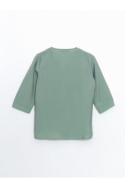 LC Waikiki Γυναικεία μπλούζα LCW Grace Green με V λαιμόκοψη