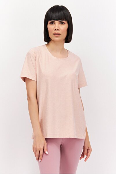 Puma تي شيرت يوغا بأكمام قصيرة مناسب للرياضة للنساء، لون وردي هيذر